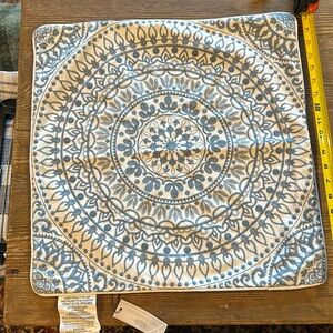 Blue and white textured pillow case only quantity 1 Raymond Waites 19 x 19”